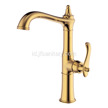 Kualitas Kuningan Tunggal-menangani Kitchen Sink Faucet Set Emas